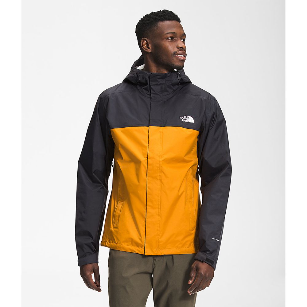 The North Face Rain Jacket Mens Australia - The North Face Venture 2 Yellow / Black Dryvent (ZOH-316